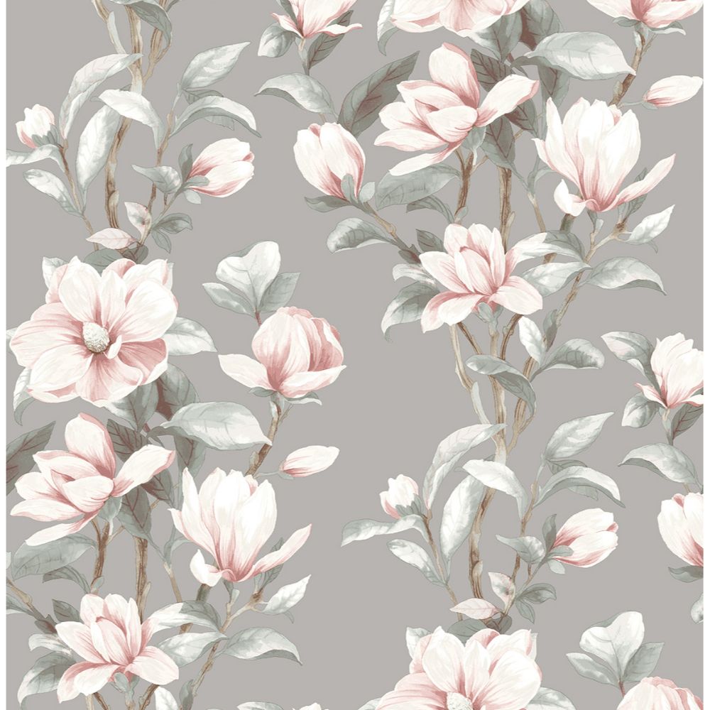 NextWall NW41401 Magnolia Trail Wallpaper in Silver